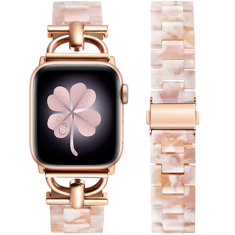 Wearlizer Resin Bands Compatible with Apple Watch Band 41mm 40mm 38mm 49mm 45mm 44mm 42mm Women, Dressy Light Waterproof D-Shape Bracelet Strap for iWatch Bands Ultra SE Series 9 8 7 6 5 4 3 2 1