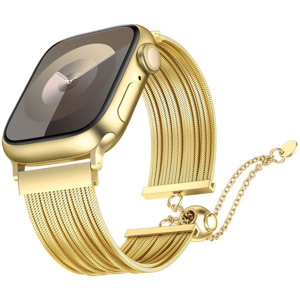Wearlizer Compatible with Apple Watch Band Women 38mm 40mm 41mm 44mm 42mm 45mm 49mm, Dressy Stainless Steel Tassel Strap Metal Chain Bracelet for iWatch Bands Ultra SE Series 9 8 7 6 5 4 3 2 1