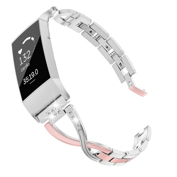 Wearlizer Fitbit Charge 3 / Charge 4 Bands for Women Metal X Style