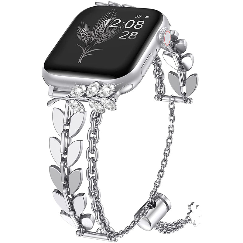 Wearlizer Bling Apple Watch Bands Women Jewelry Diamond Charms Wheat