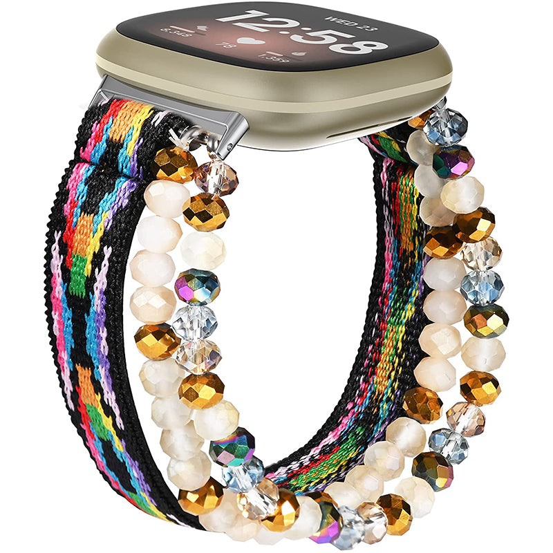 Wearlizer Fitbit Versa 3 Fitbit Sense Bands Adjustable Elastic Beaded