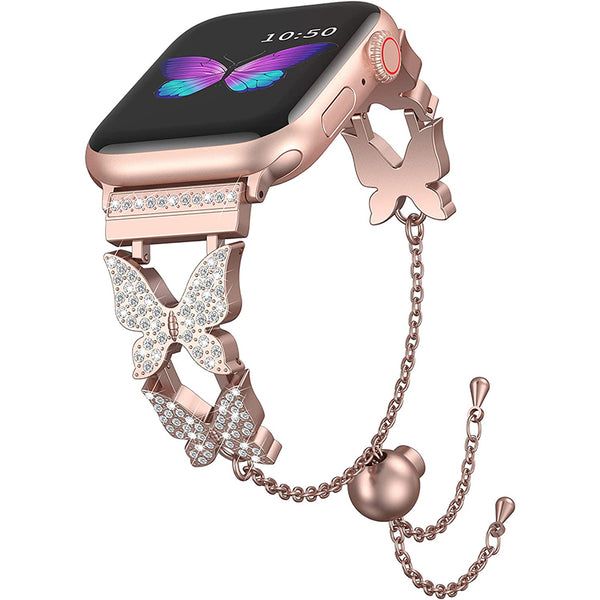 Wearlizer Apple Watch Bands Bling Butterfly Metal Jewelry Adjustable Bracelet for iWatch Series SE 6 5 4 3 2 1