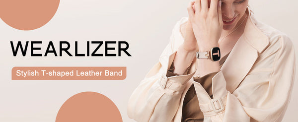 Wearlizer Leather Band Compatible with Fitbit Sense Bands/Fitbit Versa 3 Bands/Sense 2 Bands/Fitbit Versa 4 Bands for Women, Dressy T-Shape Metal Buckle Leather Strap for Versa 3 4/Sense/Sense 2 Watch