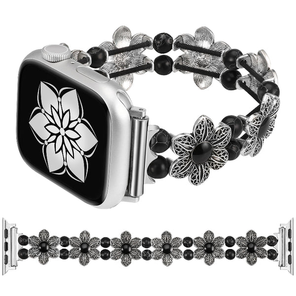 Wearlizer Compatible with Apple Watch Band 38mm 40mm 41mm 42mm 44mm 45mm 49mm Women Girls,Boho Handmade Turquoise Beaded Elastic Stretch Replacement Bracelet For iWatch SE/Ultra/8/7/6/5/4/3/2/1
