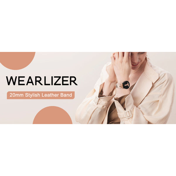 Wearlizer Leather Band Compatible with Samsung Galaxy Watch 5/4 Band 40mm 44mm/Watch 5 Pro 45mm/Watch 4 Classic 42mm 46mm, 20mm Watch Band Women with T-Shape Buckle for Active 2 40mm 44mm/Watch 3 41mm