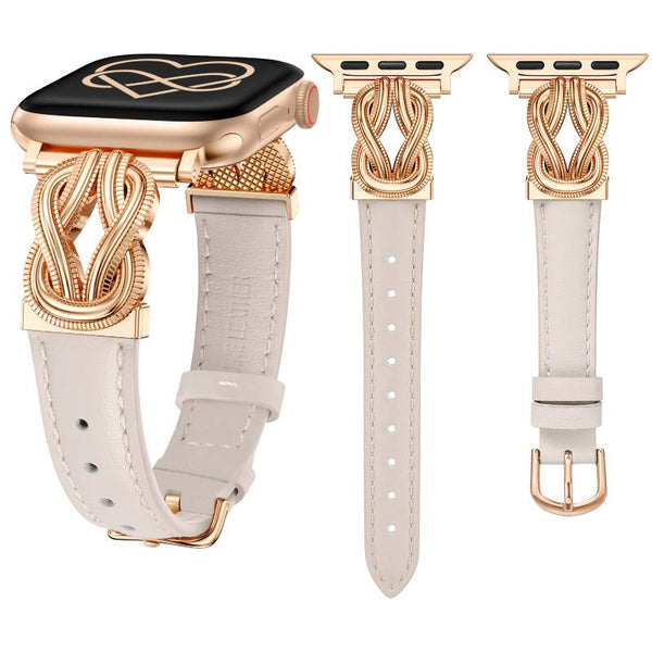 Wearlizer Leather Band Compatible with Apple Watch Bands for Women 40/38/41/44/42/45/46/49mm Fancy Dressy Slim Bracelet with Design Interlock Buckle for iWatch Series 10 9 8 Ultra SE 7 6 5 SE 4 3 2 1