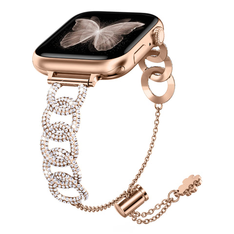 Wearlizer Compatible with Apple Watch Band 41mm 40mm 38mm 49mm 45mm 44mm 42mm Women, Bling Dressy Glitter Diamond Chain Bracelet Jewelry Metal Strap for iWatch Bands Ultra SE Series 9 8 7 6 5 4 3 2 1