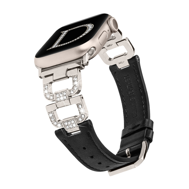 Chic Diamond Leather Bracelet for Apple Watch 9-1 Ultra/2, iWatch 49-38m, (NEW) Jewelry Diamond Strap for Apple Watch Band Ultra 2 49mm 38  main image 2