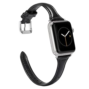Wearlizer Thin Glitter Leather Compatible with Apple Watch Leather Bands Women 38mm 40mm 41mm 42mm 44mm 45mm 46mm 49mm for iWatch Series 11 10 9 8 7 6 5 4 3 SE/Ultra 3 2 1 Slim Bling Glistening Strap