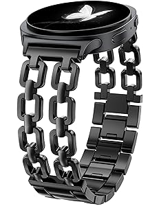 Wearlizer Metal Bands Compatible with Samsung Galaxy Watch 8 Band 40mm 44mm/Watch 8 Classic 46mm, No Gap Dressy Stainless Steel Chain Strap Wristbands Accessories for Women