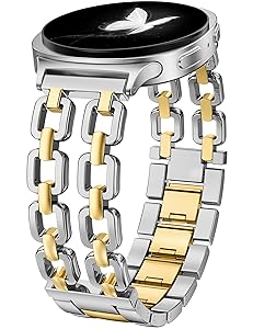 Wearlizer Metal Bands Compatible with Samsung Galaxy Watch 8 Band 40mm 44mm/Watch 8 Classic 46mm, No Gap Dressy Stainless Steel Chain Strap Wristbands Accessories for Women