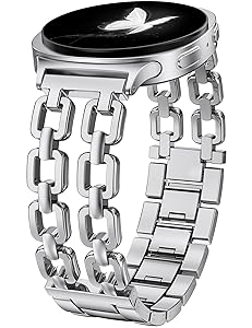 Wearlizer Metal Bands Compatible with Samsung Galaxy Watch 8 Band 40mm 44mm/Watch 8 Classic 46mm, No Gap Dressy Stainless Steel Chain Strap Wristbands Accessories for Women