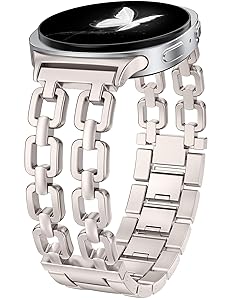 Wearlizer Metal Bands Compatible with Samsung Galaxy Watch 8 Band 40mm 44mm/Watch 8 Classic 46mm, No Gap Dressy Stainless Steel Chain Strap Wristbands Accessories for Women