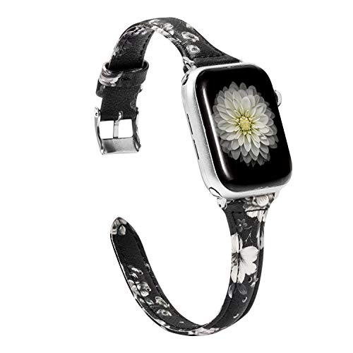 Wearlizer Thin Glitter Leather Compatible with Apple Watch Leather Bands Women 38mm 40mm 41mm 42mm 44mm 45mm 46mm 49mm for iWatch Series 11 10 9 8 7 6 5 4 3 SE/Ultra 3 2 1 Slim Bling Glistening Strap