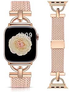Wearlizer Braided Magnetic Band Compatible with Apple Watch Bands 42/46/38/40/41/44/45/49mm Women Men, Designer D-Shape Stretchy Elastic Nylon Strap for iWatch Series 11 10 9 8 7 6 5 4 SE/Ultra 3 2 1