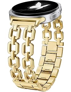 Wearlizer Metal Bands Compatible with Samsung Galaxy Watch 8 Band 40mm 44mm/Watch 8 Classic 46mm, No Gap Dressy Stainless Steel Chain Strap Wristbands Accessories for Women