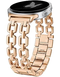 Wearlizer Metal Bands Compatible with Samsung Galaxy Watch 8 Band 40mm 44mm/Watch 8 Classic 46mm, No Gap Dressy Stainless Steel Chain Strap Wristbands Accessories for Women