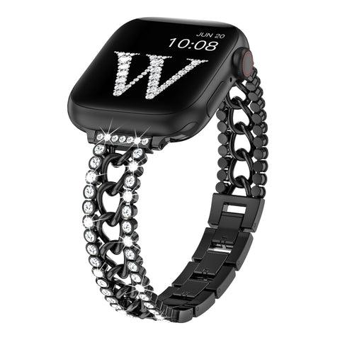 Wearlizer Compatible with Apple Watch Band 38mm 40mm 41mm 42mm 44mm 45mm 49mm Women Girls, Slim Dressy Glitter Bling Diamonds Jewelry Metal Bracelet for iWatch 9/8/7/6/5/4/3/2/1/SE/Ultra/Ultra 2