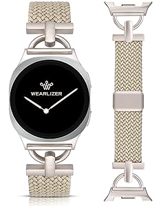 Wearlizer Braided Magnetic Band Compatible with Samsung Galaxy Watch 8 Band 40mm 44mm/Galaxy Watch 8 Classic 46mm, Designer D-Shape Stretchy Elastic Nylon Strap Wristband for Galaxy Watch 8 Women Men