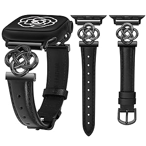 Wearlizer Slim Leather Band Compatible with Apple Watch Bands Women 41/40/38/42/44/45/46/49mm, Dressy Fancy Designer Celtic Knot Thin Strap for iWatch Series 11 10 9 8 7 6 5 4 3 SE/Ultra 3 2 1