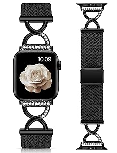 Wearlizer Braided Magnetic Band Compatible with Apple Watch Bands 40/41/42/38/44/45/46/49mm Women, Dressy Bling X-Shape Metal Stretchy Elastic Strap for iWatch Series 11 10 9 8 7 6 5 4 SE/Ultra 3 2 1