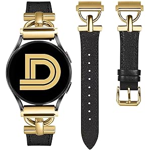 Wearlizer Leather Band Compatible with Samsung Galaxy Watch 7/6/5/4 Active 2 40mm/44mm, Classic 43mm/47mm, Pro 45mm, Classic 42mm/46mm, 3 41mm D-Shape 20mm Watch Band