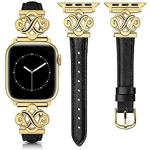Wearlizer Slim Leather Band Compatible with Apple Watch Bands Women 38/40/41/42/44/45/46/49mm, Fancy Dressy Designer Thin Strap with Celtic Knot for iWatch Series 11 10 9 8 7 6 5 4 3 SE/Ultra 3 2 1