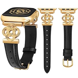 Wearlizer Slim Leather Band Compatible with Apple Watch Bands Women 41/40/38/42/44/45/46/49mm, Dressy Fancy Designer Celtic Knot Thin Strap for iWatch Series 11 10 9 8 7 6 5 4 3 SE/Ultra 3 2 1