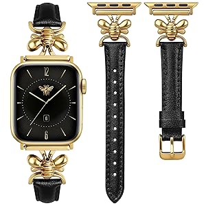 Wearlizer Slim Leather Band Compatible with Apple Watch Bands for Women 40/38/41/44/42/45/46/49mm, Top Genuine Leather Strap with Metal Classy Design for iWatch Series 11 10 9 8 Ultra 7 6 5 4 3 2 1 SE