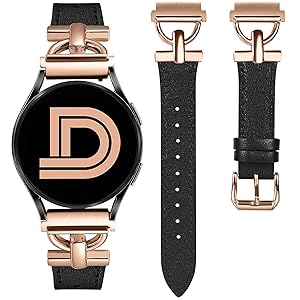 Wearlizer Leather Band Compatible with Samsung Galaxy Watch 7/6/5/4 Active 2 40mm/44mm, Classic 43mm/47mm, Pro 45mm, Classic 42mm/46mm, 3 41mm D-Shape 20mm Watch Band