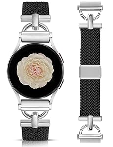 Wearlizer Braided Magnetic Band Compatible with Samsung Galaxy Watch 7 6 5 4 FE Active 2 40mm 44mm/Watch 6 4 Classic 43mm 47mm 42mm 46mm/Watch 5 Pro 45mm Bands,20mm Stretchy Elastic Nylon Strap Women
