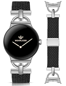 Wearlizer Braided Magnetic Band Compatible with Google Pixel Watch 4/3 41mm/Pixel Watch 2/1 Designer D-Shape Stretchy Elastic Nylon Breathable Sport Strap for Women Men