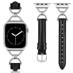 Wearlizer Leather Band Compatible with Apple Watch Bands Women 41/40/38/42/44/45/46/49mm, Dressy Fancy Slim Thin Strap with Designer D-Shape Buckle for iWatch Series 11 10 9 8 7 6 5 4 3 SE/Ultra 3 2 1