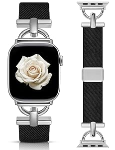 Wearlizer Magnetic Stretchy Band Compatible with Apple Watch Bands 42/46/38/40/41/44/45/49mm Women Men, Designer D-Shape Elastic Nylon Loop Strap for iWatch Series 11 10 9 8 7 6 5 4 SE/Ultra 3 2 1