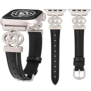 Wearlizer Slim Leather Band Compatible with Apple Watch Bands Women 41/40/38/42/44/45/46/49mm, Dressy Fancy Designer Celtic Knot Thin Strap for iWatch Series 11 10 9 8 7 6 5 4 3 SE/Ultra 3 2 1