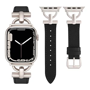 Wearlizer Dressy D-Shape Leather Compatible with Apple Watch