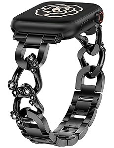 Wearlizer Compatible with Apple Watch Bands for Women 41/40/38/44/45/46/49/42mm, Dressy Fancy Bling Metal Chain Strap Pretty Designer Bracelet for iWatch Series 11 10 9 8 7 6 5 4 3 SE/Ultra 3 2 1