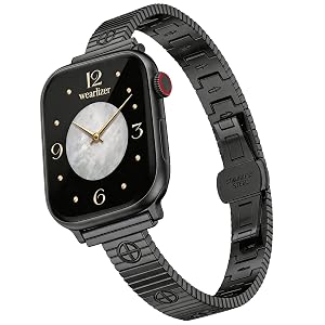 Wearlizer Slim Metal Bracelet Band Compatible with Apple Watch Bands Women | Thin Dressy Designer Stainless Steel Strap for iWatch Series 11 10 9 8 7 6 5 4 SE/Ultra 3 2 1 42/46/38/40/41/44/45/49mm