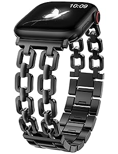 Wearlizer Compatible with Apple Watch Bands 41/40/38/44/45/46/49/42mm Women, Dressy Fancy Metal Chain Pretty Strap Designer Gold Silver Link Bracelet for iWatch Ultra SE Series 10 9 8 7 6 5 4 3 2 1