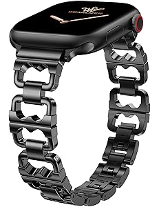 Wearlizer Compatible with Apple Watch Band 42/46/38/40/41/44/45/49mm Women, Dressy Pretty Stainless Steel Metal Strap Fancy Designer Link Bracelet for iWatch Series 11 10 9 8 7 6 5 4 3 SE/Ultra 3 2 1
