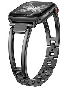 Wearlizer Compatible with Apple Watch Band 42/46/38/40/41/44/45/49mm Women, Dressy Fancy Stainless Steel Metal Strap Pretty Slim Designer Bracelet for iWatch Series 11 10 9 8 7 6 5 4 SE/Ultra 3 2 1