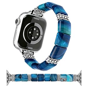 Wearlizer Beaded Stretch Bracelet Compatible with Apple Watch Bands 40/42/41/38 mm Women, Boho Handmade Natural Stone Strap for iWatch Series 11 10 9 8 7 6 5 4 3 2 1 SE/Ultra