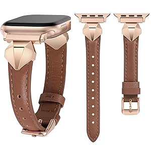 Wearlizer Slim Leather Band Compatible with Apple Watch Bands Women 42/41/40/38/44/45/46/49mm, Dressy Fancy Thin Designer Strap Wristband for iWatch Series 11 10 9 8 7 6 5 4 SE/Ultra 3 2 1