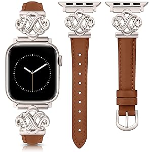 Wearlizer Slim Leather Band Compatible with Apple Watch Bands Women 38/40/41/42/44/45/46/49mm, Fancy Dressy Designer Thin Strap with Celtic Knot for iWatch Series 11 10 9 8 7 6 5 4 3 SE/Ultra 3 2 1