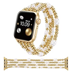 Wearlizer Gold Beaded Bracelet Compatible with Apple Watch Bands Women