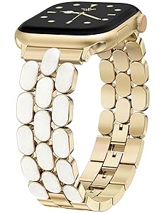 Wearlizer Metal Band Compatible with Apple Watch Bands for Women 40/38/41/42/44/45/46/49mm, Enamel Stainless Steel Strap for iWatch Series 11-1 SE/Ultra