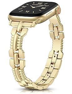 Wearlizer Slim Metal Band Compatible with Apple Watch Bands 42/46/38/40/41/44/45/49mm Women, Thin Dressy Stainless Steel Strap Designer Bracelet for iWatch Series 11 10 9 8 7 6 5 4 SE/Ultra 3 2 1