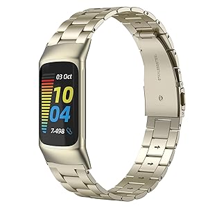 Wearlizer Compatible with Fitbit Charge 6/Charge 5 Bands for Women Men, Classic Stainless Steel Ultra-Thin Lightweight Replacement Straps Charge 6/Charge 5 Bands