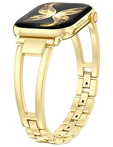 Wearlizer Compatible with Apple Watch Band 42/46/38/40/41/44/45/49mm Women, Dressy Fancy Stainless Steel Metal Strap Pretty Slim Designer Bracelet for iWatch Series 11 10 9 8 7 6 5 4 SE/Ultra 3 2 1