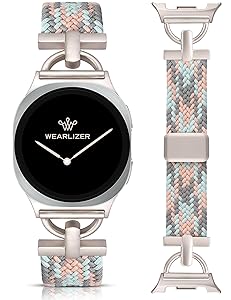 Wearlizer Braided Magnetic Band Compatible with Samsung Galaxy Watch 8 Band 40mm 44mm/Galaxy Watch 8 Classic 46mm, Designer D-Shape Stretchy Elastic Nylon Strap Wristband for Galaxy Watch 8 Women Men